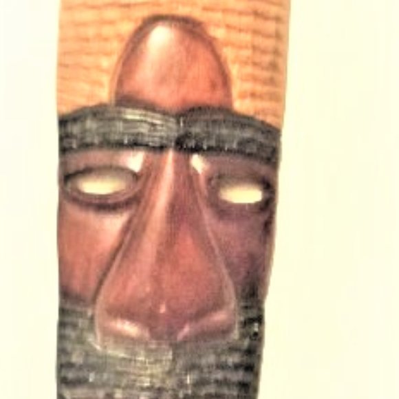 Solid Wood Hand Carved FACE Sculpture Wood Hanging Wall Decor Wall Hanging - Picture 5 of 7